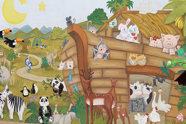 Noah's ark with animals