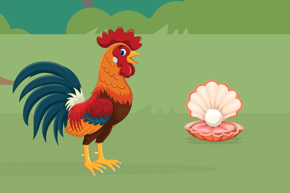 a rooster and a pearl