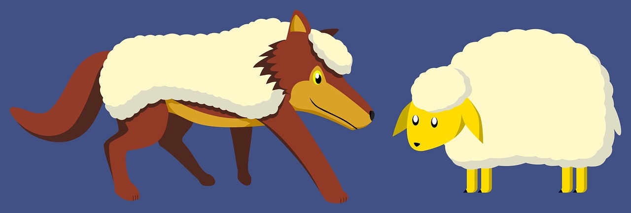 wolf in sheep's clothing and sheep