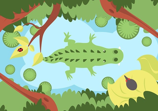 crocodile cartoon in water