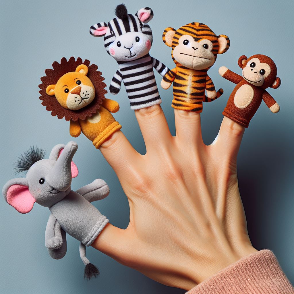 puppet fingers of jungle animals