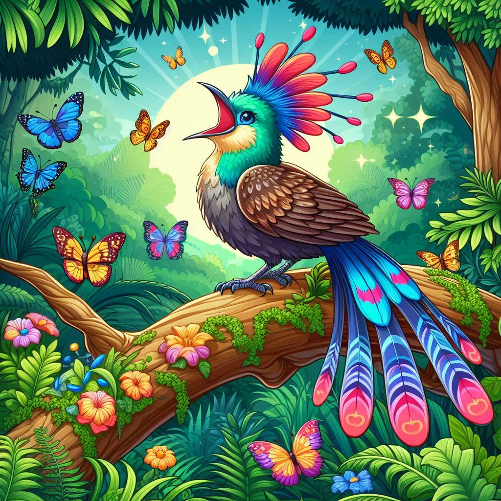 Lyre bird singing in a story with morals for kids